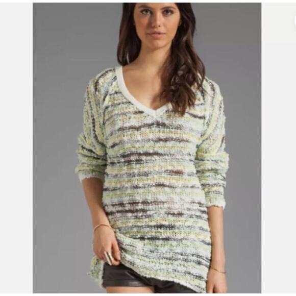 Free People Sweaters - Free People Marled Songbird Long Sleeve Wool Blend Striped Sweater Size Large